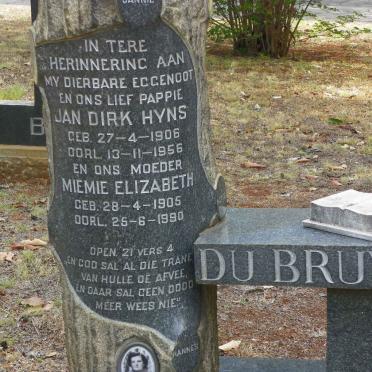 BRUYN Jan Dirk Hyns, du 1906-1956 &amp; Miemie Elizabeth 1905-1990