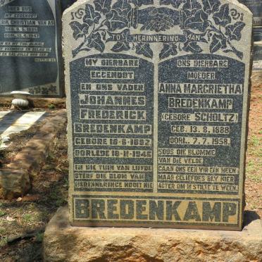 BREDENKAMP Johannes Frederick 1882-1946 &amp; Anna Magrietha SCHOLTZ 1888-1958