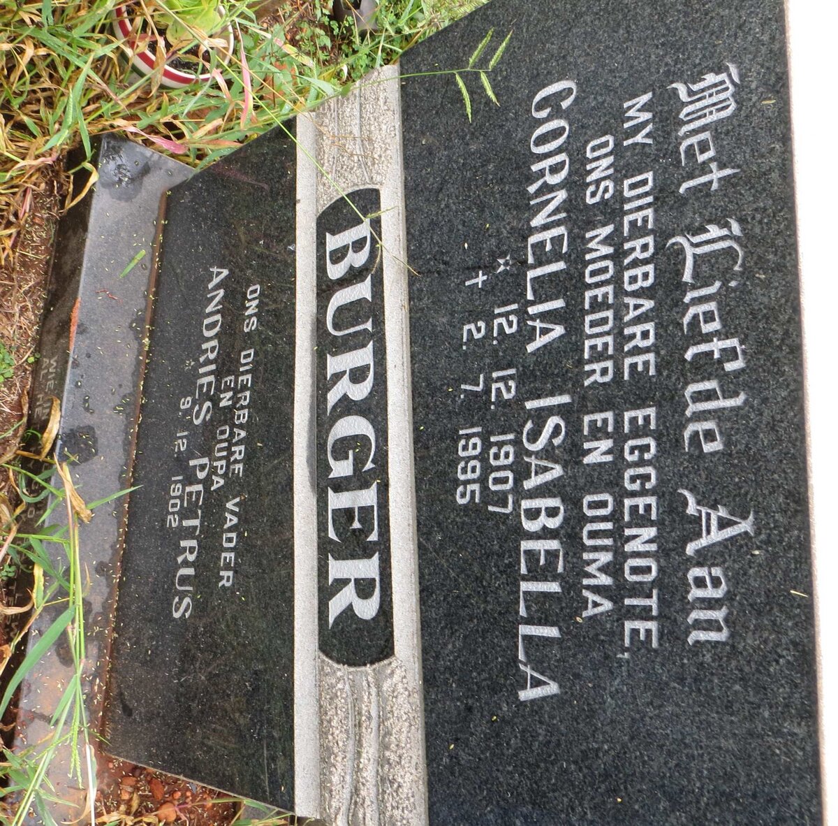 BURGER Andries Petrus 1902- &amp; Cornelia Isabella 1907-1995