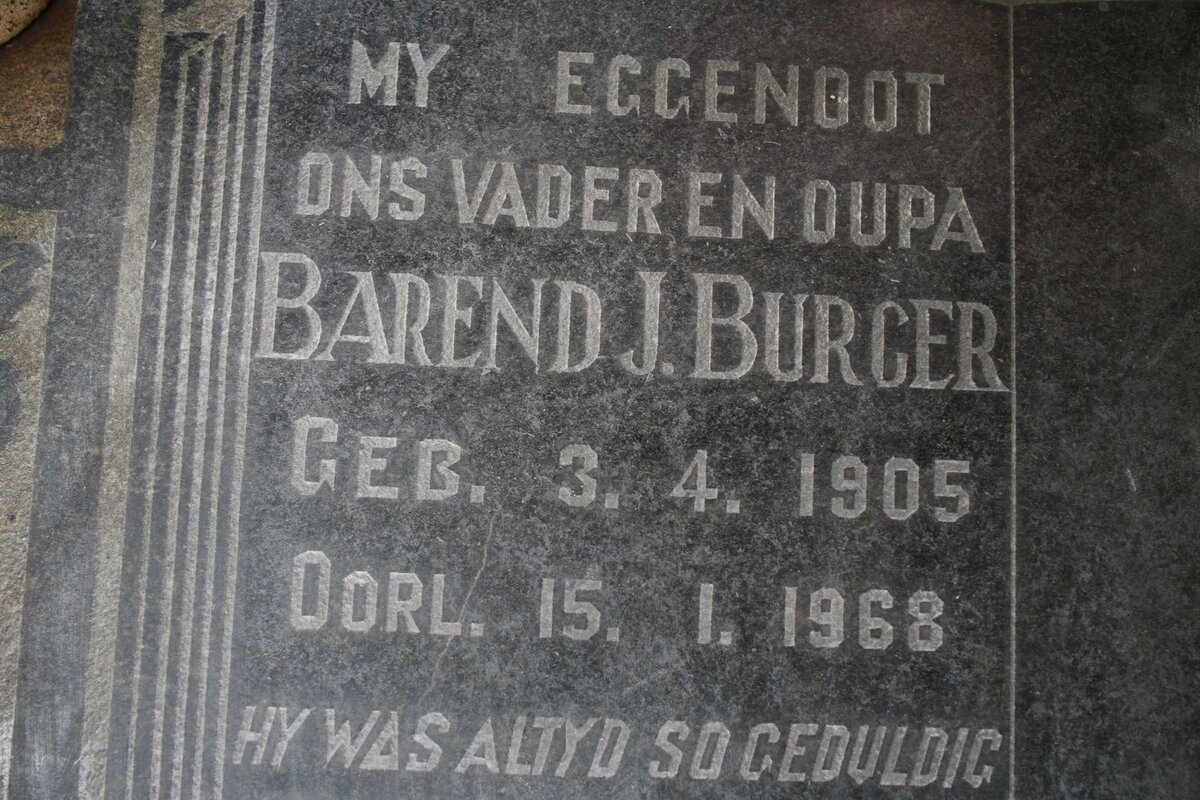 BURGER Barend J. 1905-1968