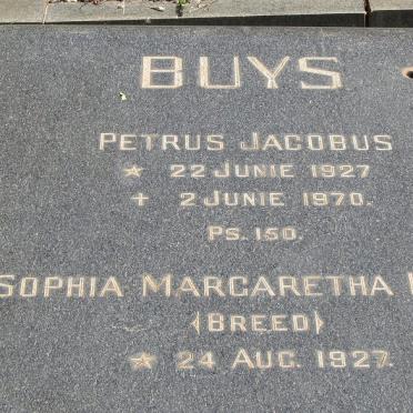BUYS Petrus Jacobus 1927-1970 &amp; Sophia Margaretha Lucia BREED 1927-