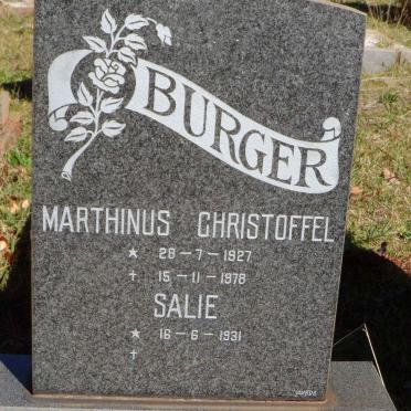 BURGER Marthinus Christoffel 1927-1978 &amp; Salie 1931-