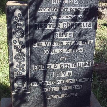 BUYS Engela Gertruida nee PRETORIUS 1879-1959 :: BUYS Hester Cornelia nee VENTER 1890-1954