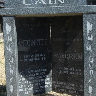 CAIN Antoinette 1972-2005 :: CAIN Warren 2005-2005