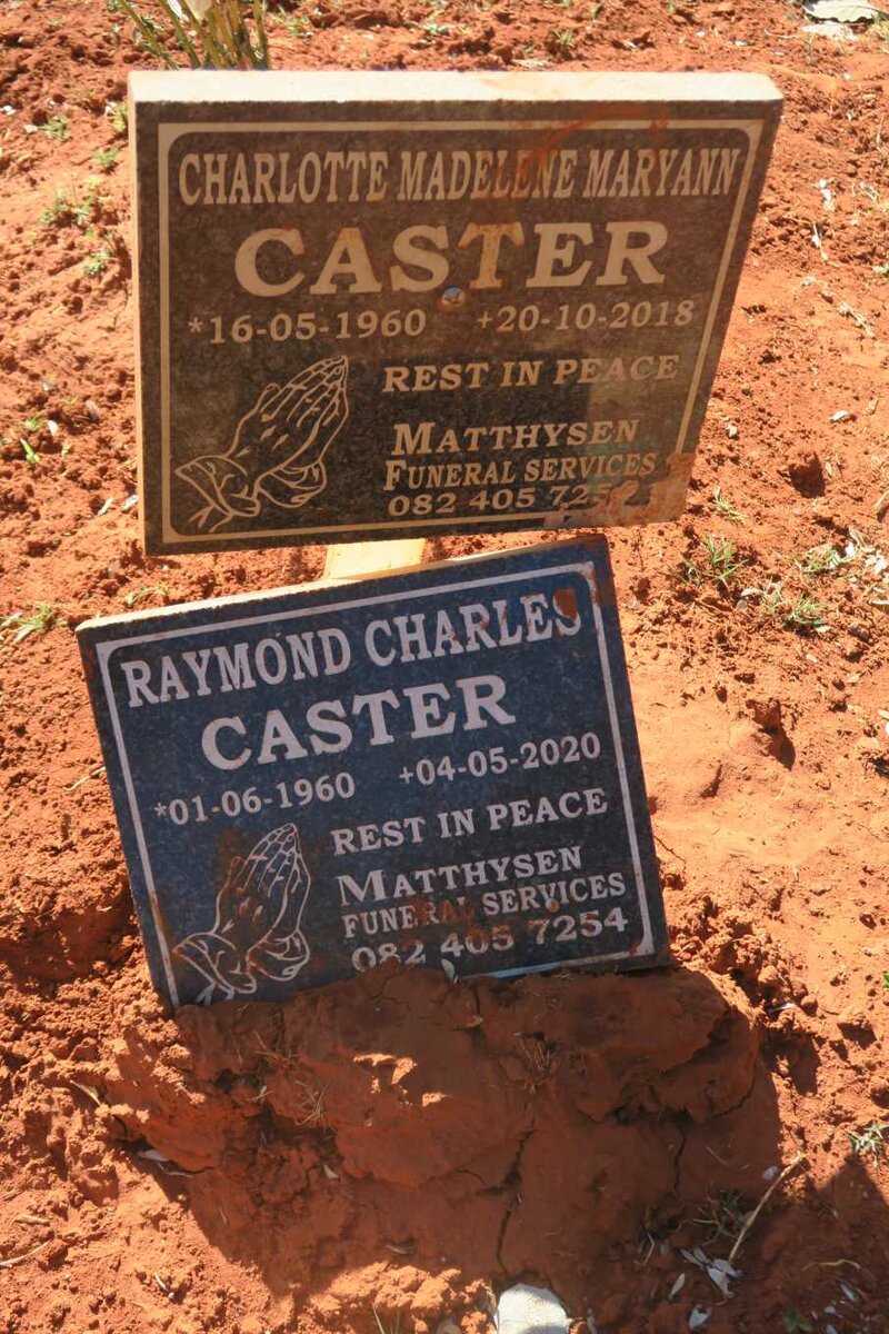 CASTER Raymond Charles 1960-2020 &amp; Charlotte Madelene Maryann 1960-2018
