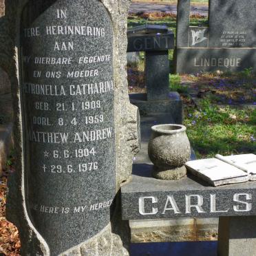 CARLSE Matthew Andrew 1904-1976 &amp; Petronella Catharina 1909-1959