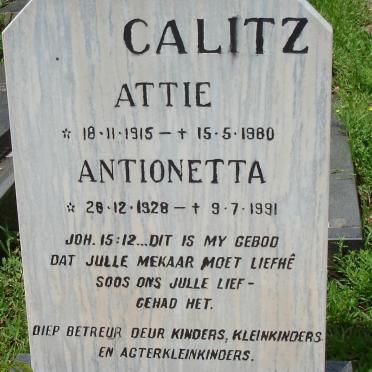 CALITZ Attie 1915-1980 &amp; Antionetta 1928-1991
