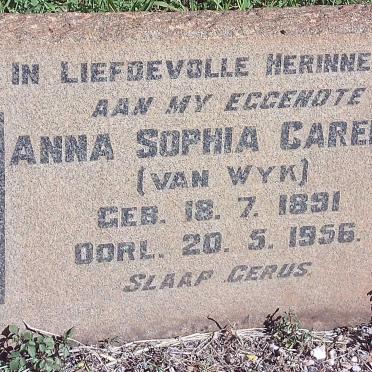 CARELSE Anna Sophia nee VAN WYK 1891-1956