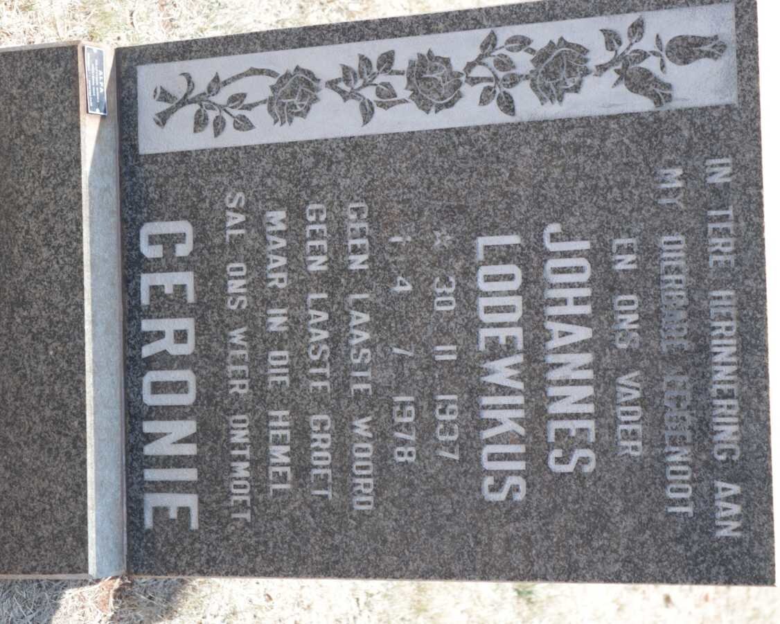 CERONIE Johannes Lodewikus 1937-1978