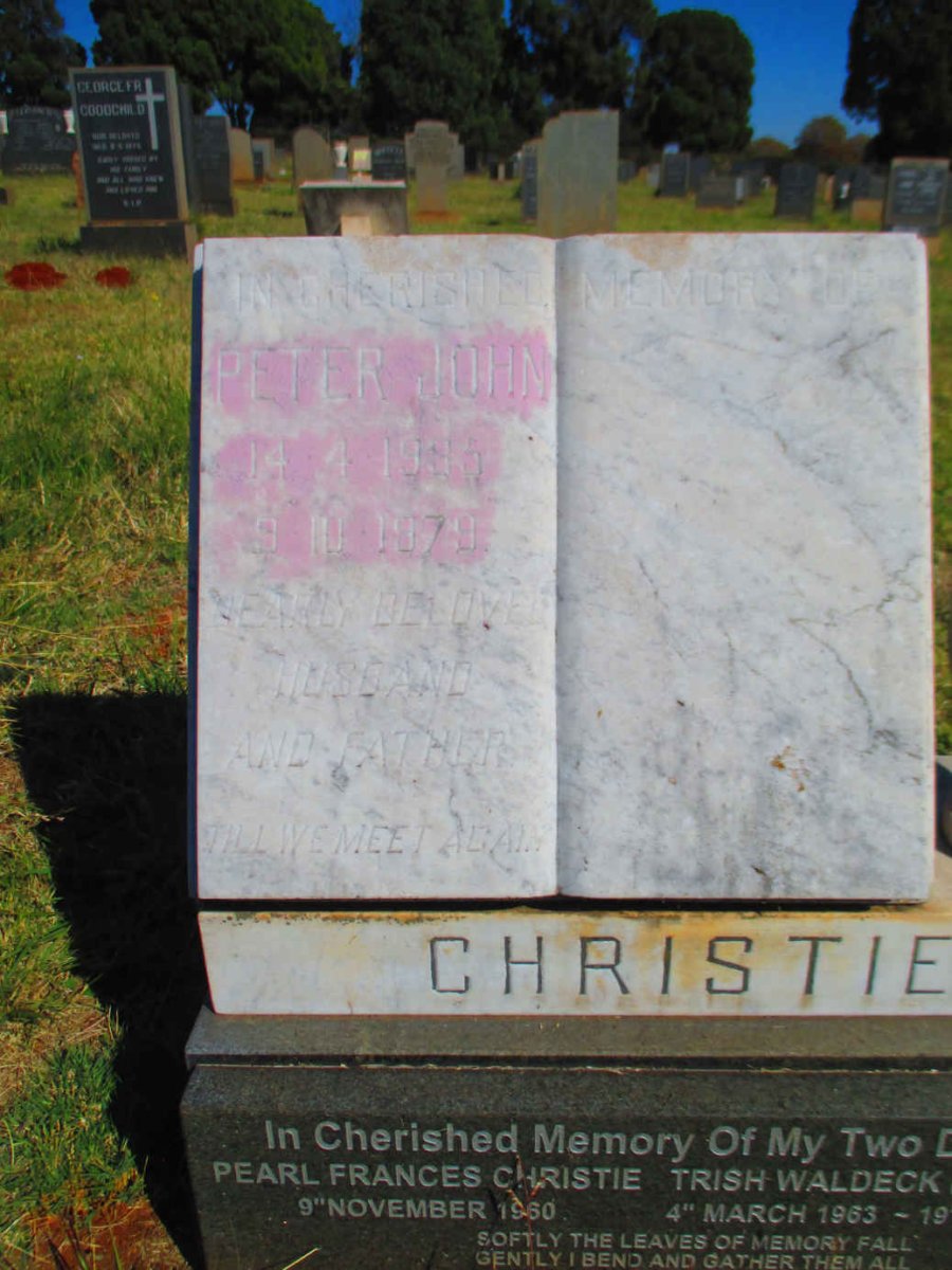 CHRISTIE Peter John 19?5-1979 :: CHRISTIE Pearl Frances -1960 :: WALDECK Trish 1963-19??