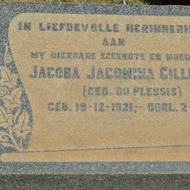 CILLIERS Jacoba Jacomina nee DU PLESSIS 1931-1958