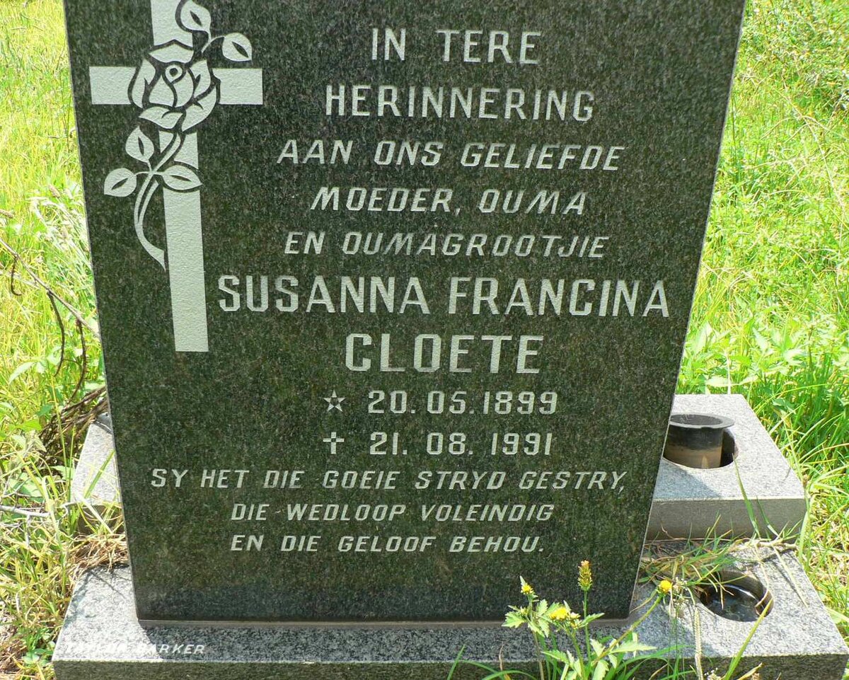 CLOETE Susanna Francina 1899-1991