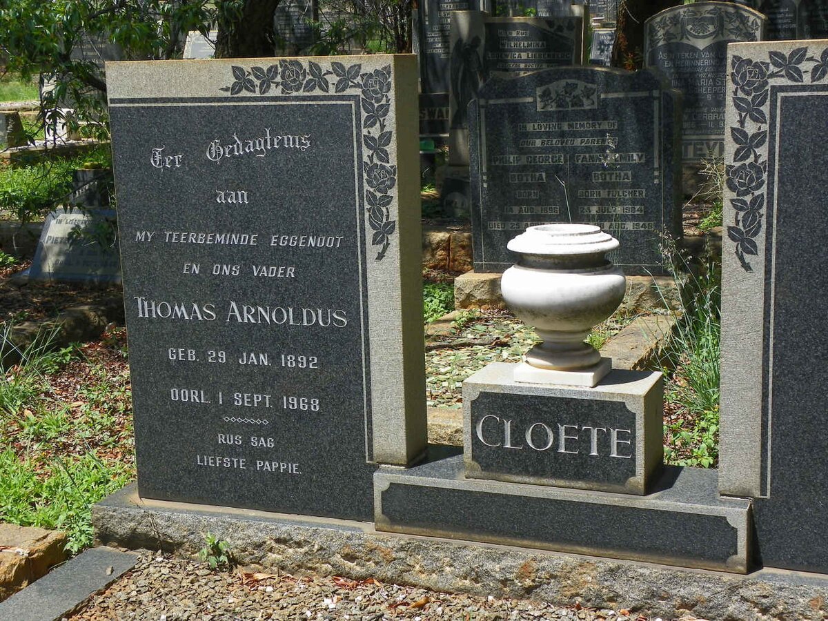 CLOETE Thomas Arnoldus 1892-1968