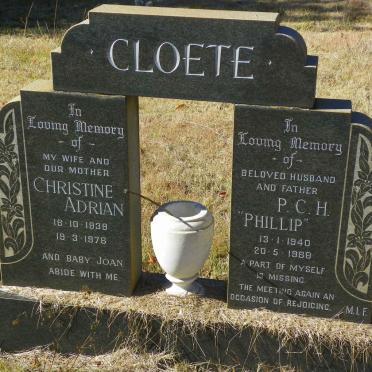 CLOETE P.C.H. 1940-1988 &amp; Christine Adrian 1939-1976