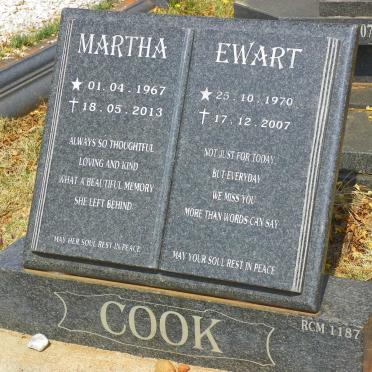 COOK Ewart 1970-2007 &amp; Martha 1967-2013