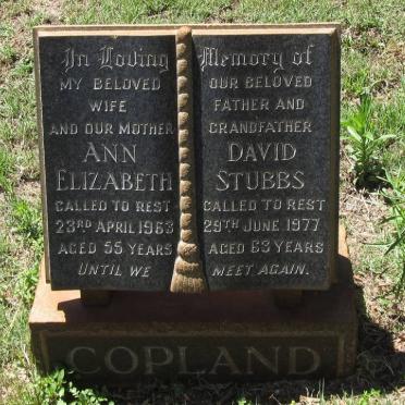 COPLAND David Stubbs -1977 &amp; Ann Elizabeth -1963
