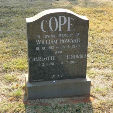 COPE William Howard 1913-1979 &amp; Charlotte G. Hendrika 1908-1983