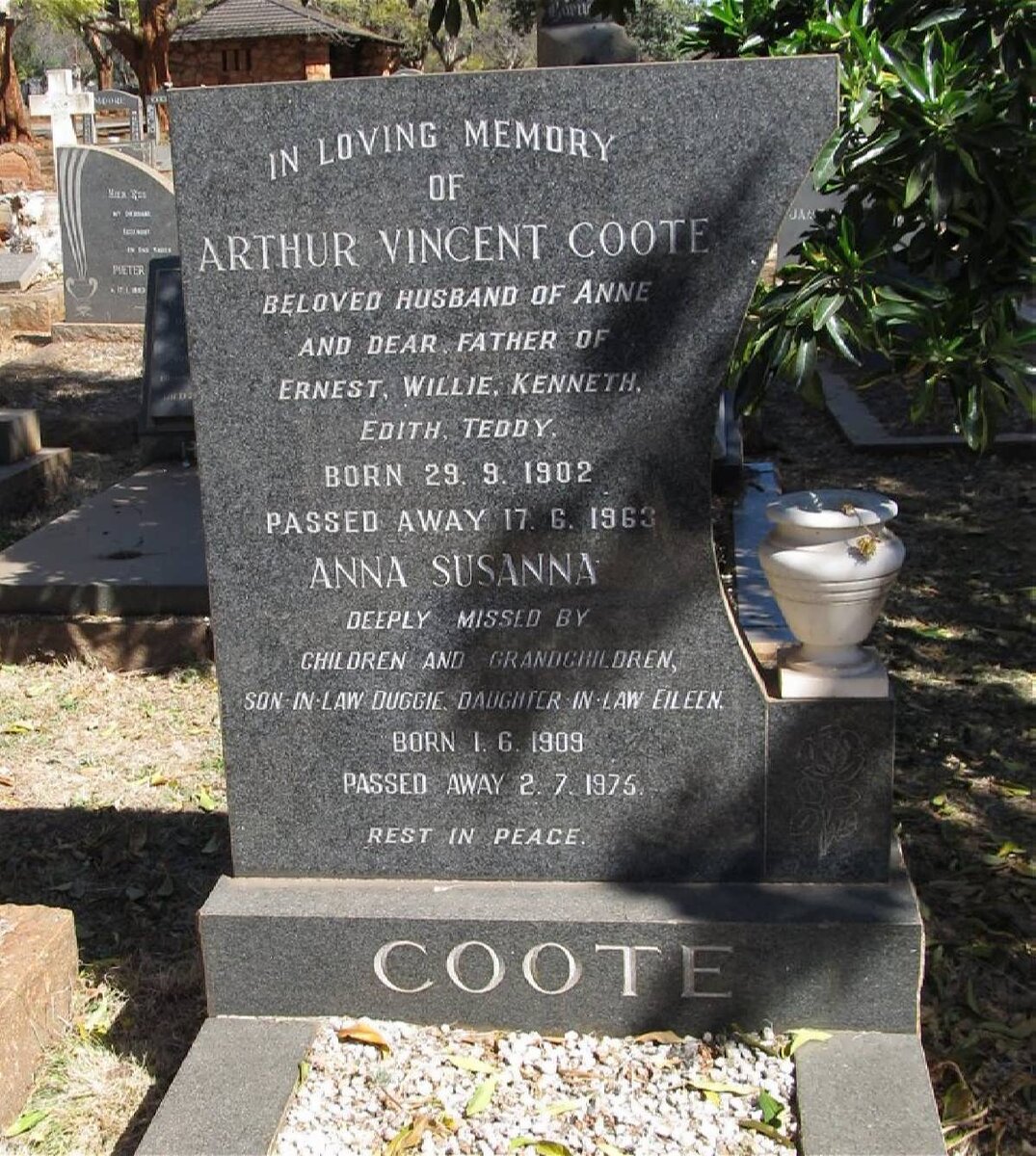 COOTE Arthur Vincent 1902-1963 &amp; Anna Susanna 1909-1975