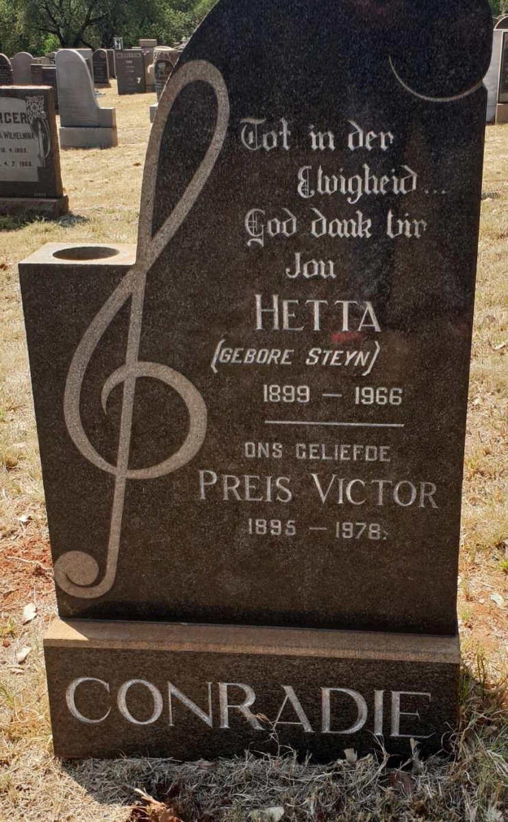 CONRADIE Preis Victor 1895-1978 &amp; Hetta STEYN 1899-1966