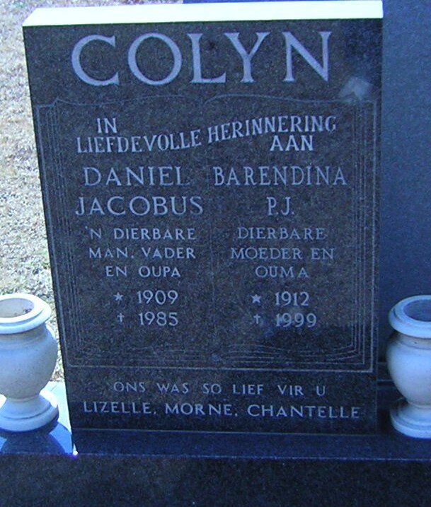 COLYN Daniel Jacobus 1909-1985 &amp; Barendina P.J. 1912-1999