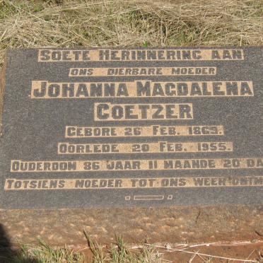 COETZER Johanna Magdalena 1869-1955