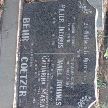 COETZER Daniel Johannes 1895-1977 &amp; Catharina Maria POTGIETER 1906-1986 :: BEHR Pieter Jacobus 1930-1980