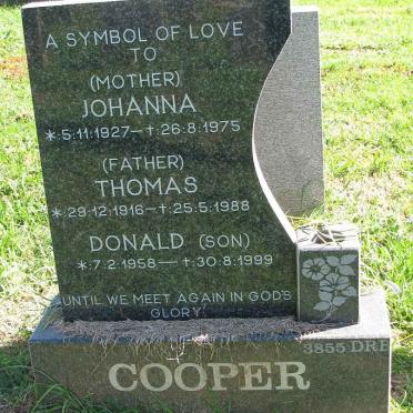 COOPER Thomas 1916-1988 &amp; Johanna 1927-1975 :: COOPER Donald 1958-1999