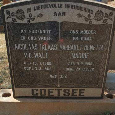 COETSEE Nicolaas v.d. Walt 1900-1969 &amp; Margaret Henetta 1908-1972
