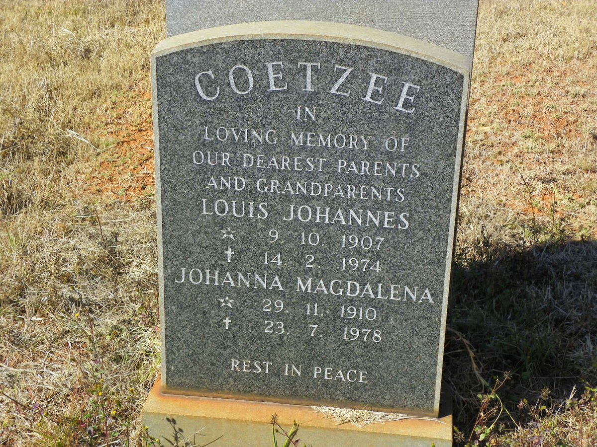 COETZEE Louis Johannes 1907-1974 &amp; Johanna Magdalena 1910-1978