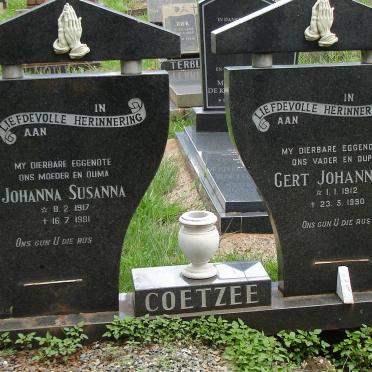 COETZEE Gert Johannes 1912-1990 &amp; Johanna Susanna 1917-1981