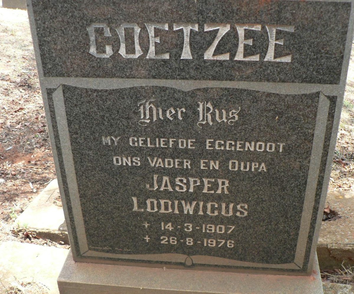 COETZEE Jasper Lodiwicus 1907-1976