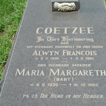 COETZEE Alwyn Francois 1919-1981 &amp; Maria Margaretha 1920-1993