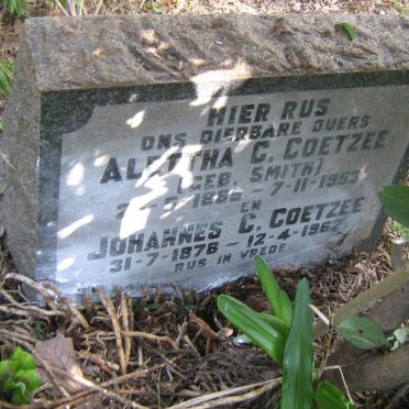 COETZEE Johannes C. 1878-1962 &amp; Alettha C. SMITH 1885-1953