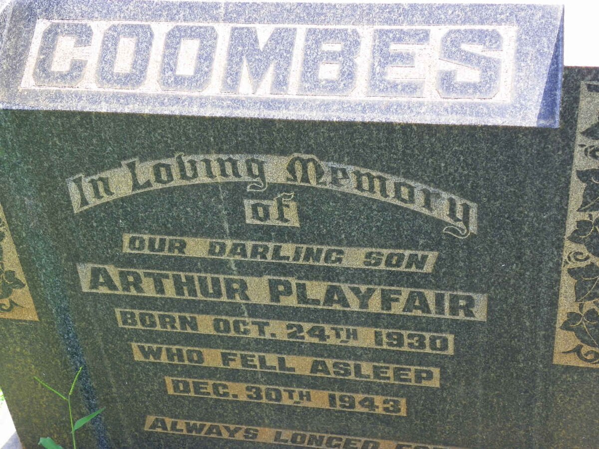 COOMBES Norman Playfair 1903-1947 :: COOMBES Arthur Playfair 1930-1943