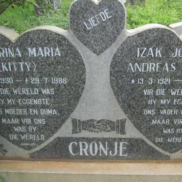 CRONJE Izak Johannes Andreas 1921-1995 &amp; Catherina Maria 1930-1988