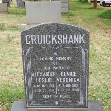 CRUICKSHANK Alexander Leslie 1917-1991 &amp; Eunice Veronica 1913-1969