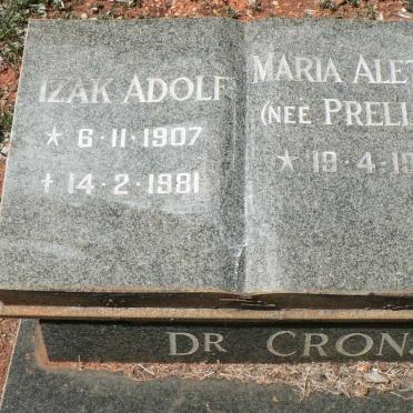 CRONJE Izak Adolf 1907-1981 &amp; Maria Aletta PRELLER 1907-