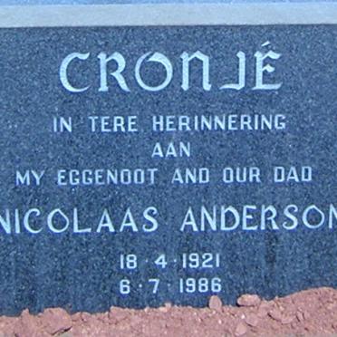 CRONJE Nicolaas Anderson 1921-1986