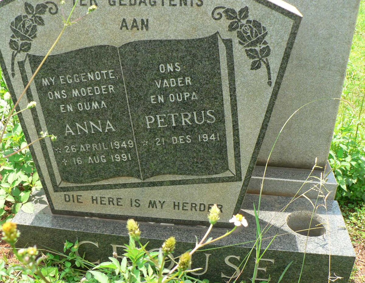 CROUSE Petrus 1941-  &amp; Anna 1949-1991