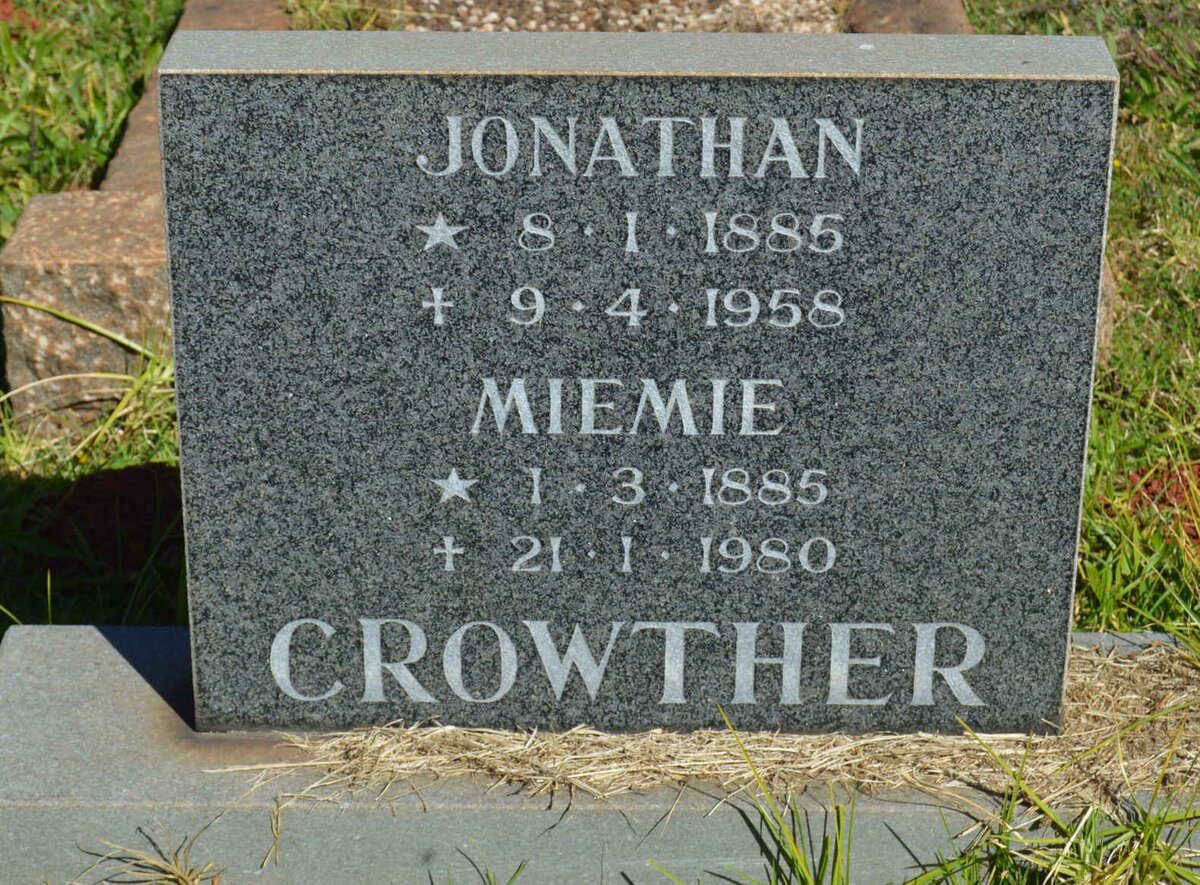 CROWTHER Jonathan 1885-1958 &amp; Miemie 1885-1980