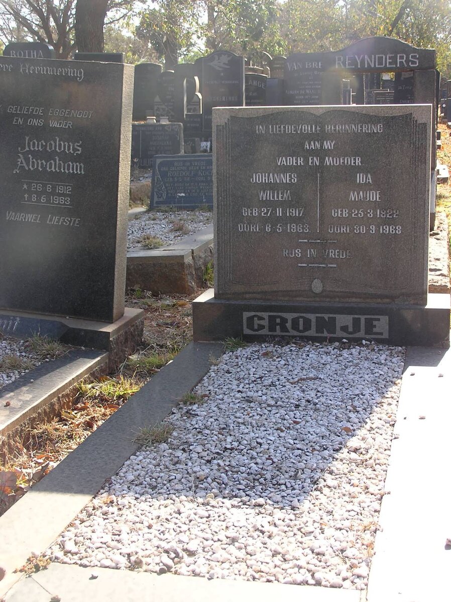 CRONJE Johannes Willem 1917-1963 &amp; Ida Maude 1922-1968