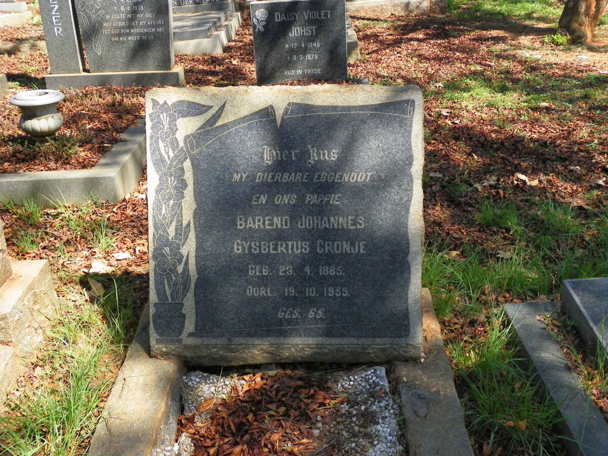 CRONJE Barend Johannes Gysbertus 1885-1959