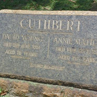 CUTHBERT David Young -1951 &amp; Annie Mathilda -1951