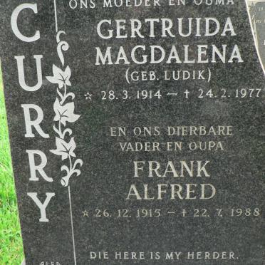 CURRY Frank Alfred 1915-1988 &amp; Gertruida Magdalena LUDIK 1914-1977