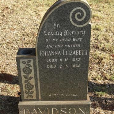 DAVIDSON Johanna Elizabeth 1882-1965