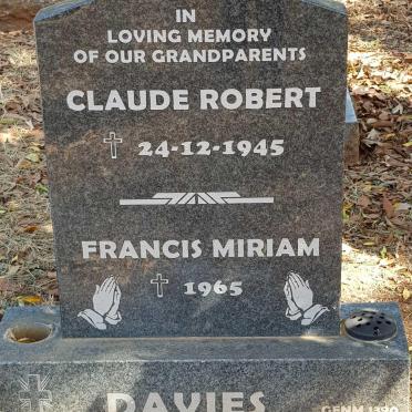DAVIES Claude Robert -1945 &amp; Francis Miriam -1965