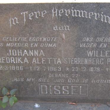 DISSEL Willem Sterrenberg Pretorius 1879-1969 &amp; Johanna Fredrika Aletta 1886-1963