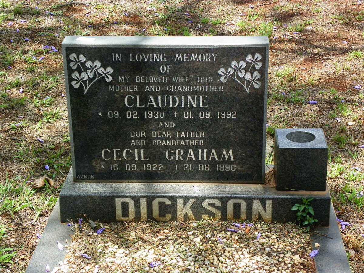 DICKSON Cecil Graham 1922-1996 &amp; Claudine 1930-1992