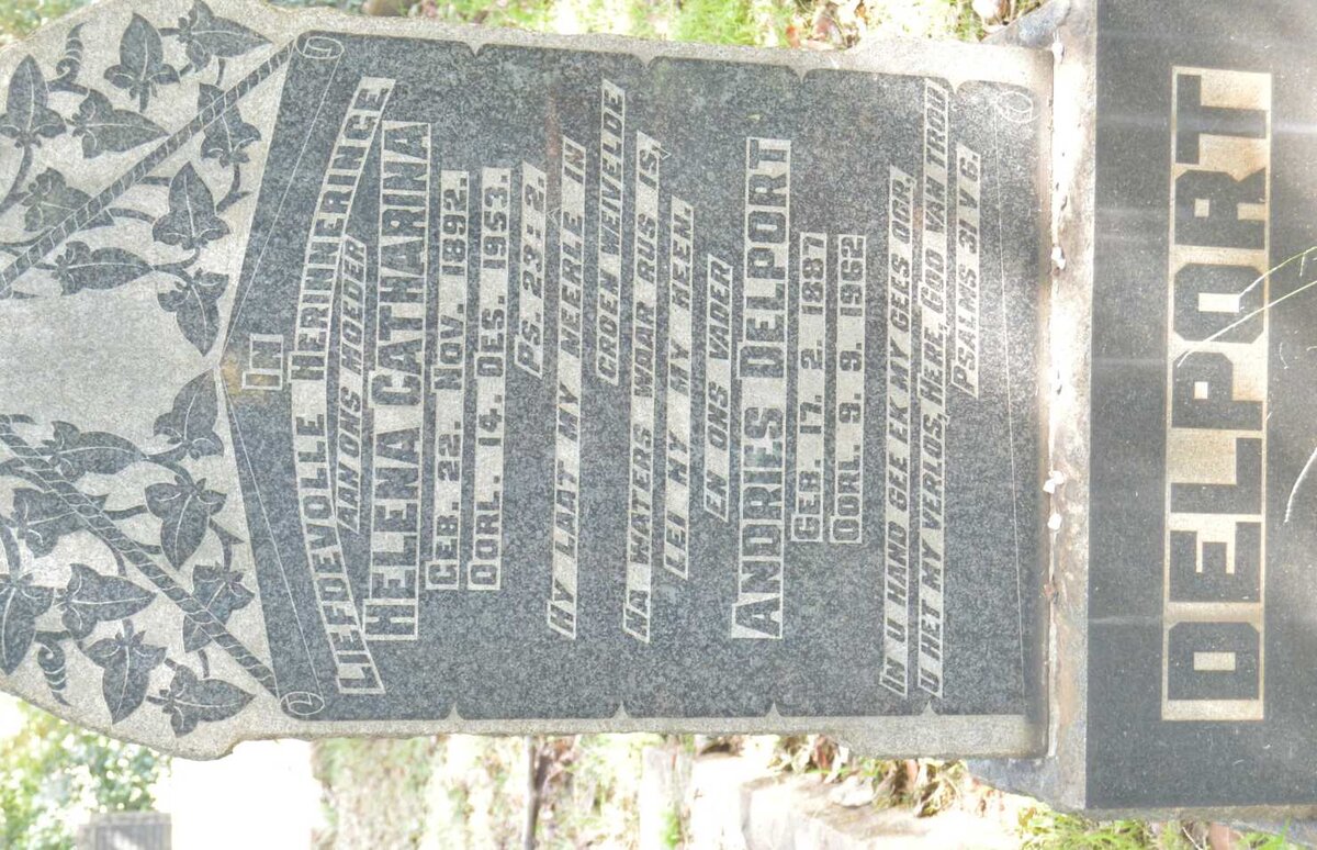 DELPORT Andries 1887-1962 &amp; Helena Catharina 1892-1953