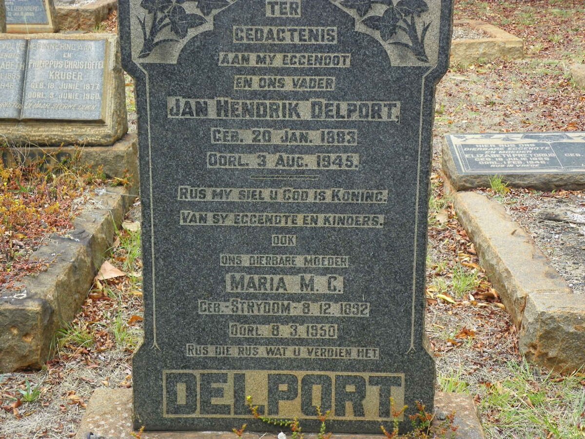 DELPORT Jan Hendrik 1883-1945 &amp; Maria M.C. STRYDOM 1892-1950
